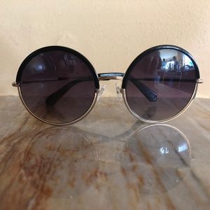 Balmain Black Oversized Gold Ombre Round Sunglass